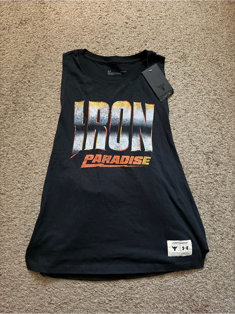 *NWT Under Armour Project Rock Iron Paradise Black Graphic Tank